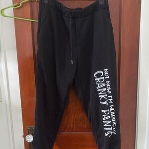 Stylish Black Joggers with Bold White Text